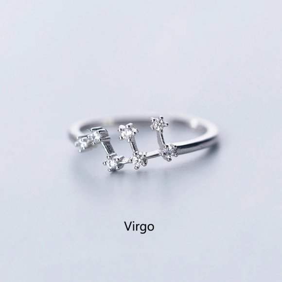 Jewelry - 925 Sterling Silver Zodiac Resizable Ring-Virgo